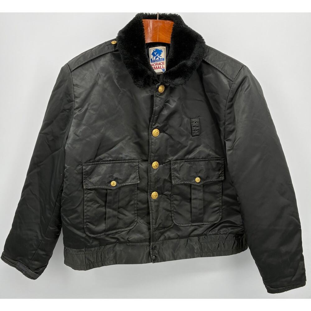 Vintage Horace Small Nylon High Quality Bomber Jacket Size 46R Faux Fur USA Made